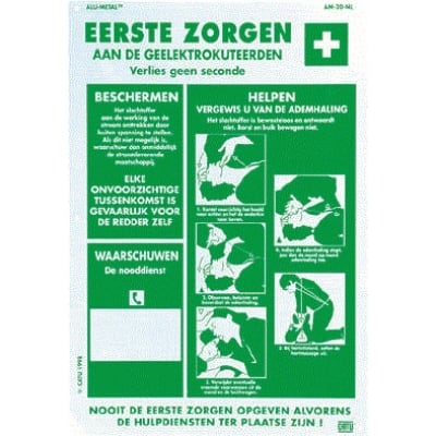 CATU Aluminium bord Eerste zorgen aan geëlektrokuteerden - afmeting 500 x 350mm - t AM20NL