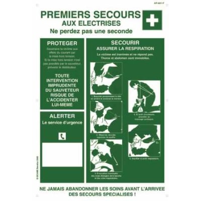 CATU PVC bord Eerste zorgen aan geëlektrokuteerden - afmeting 500 x 350mm - tekst i AP201F