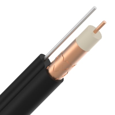 DIVERSE KABELS Coax 75 Ohm Telenet/VOO PE zwart outdoor UV bestendig 10mm 30/50m + drager bob C0AXTV0UT11T B 500