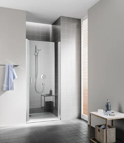Kermi Cada XS 1WL draaideur 800 x 2000 mm - verstelbaarheid 760-810 mm - veiligheidsglas ESG helder Clean - binnen/buiten open scharnierzijde links - profiel : zilver hoogglans CC1WL08020VPK