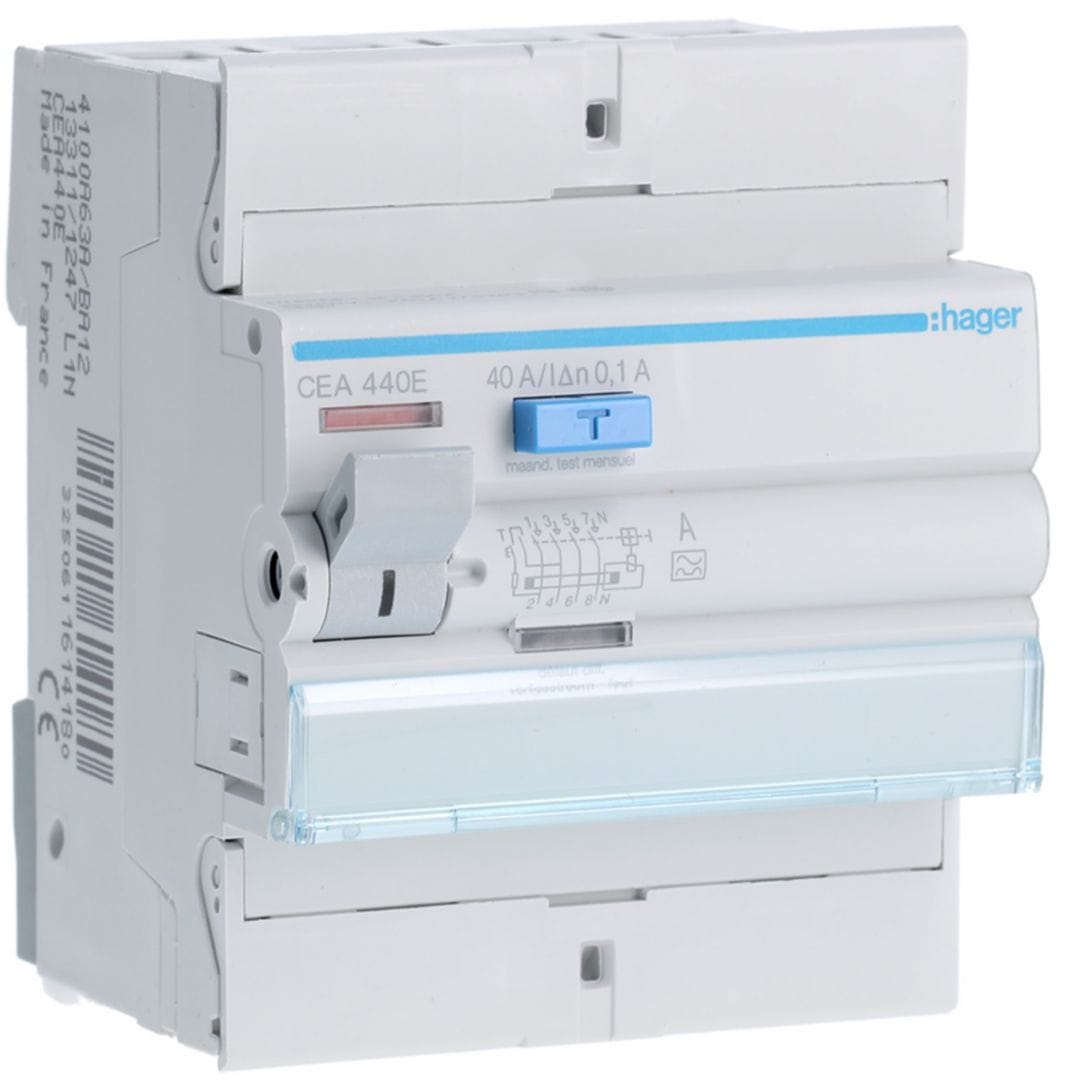 HAGER Aardlekschakelaar 4P 40A 100mA type A CEA440E
