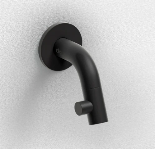 Clou Kaldur koudwaterkraan wandmodel - uitloop 74 mm - zwart mat CL/06.05.001.21