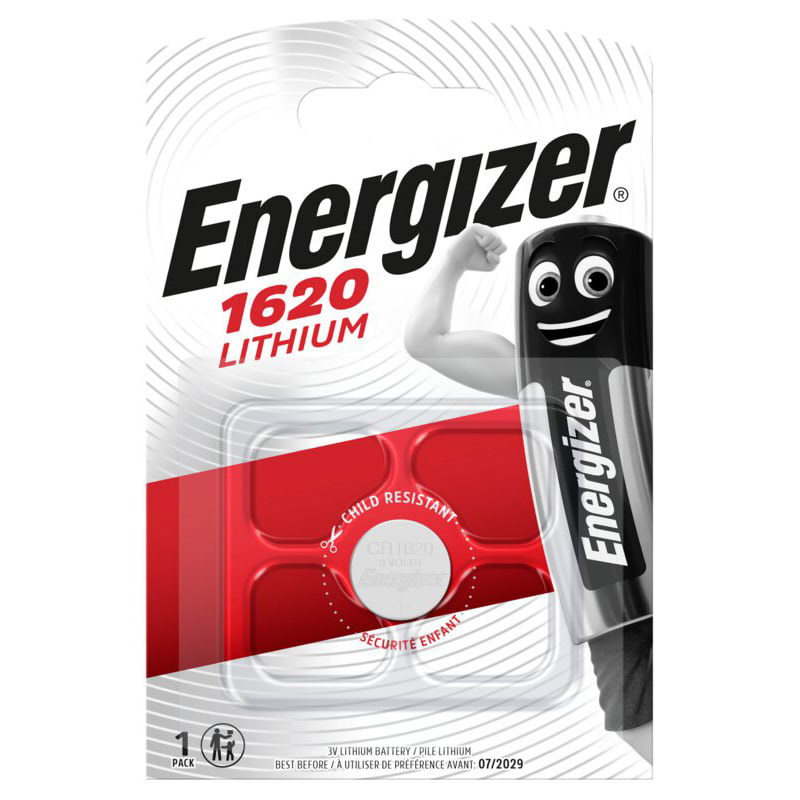 Energizer Batterij knoopcel Lithium 3V CR1620 - blister 1 stuk CR1620
