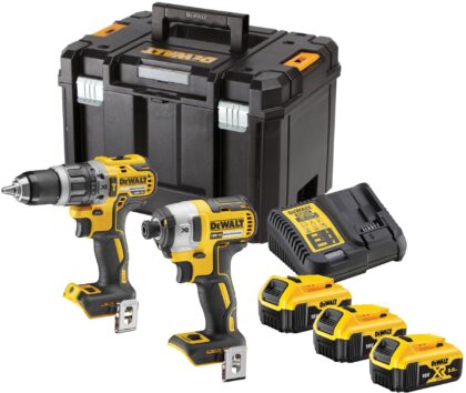 Dewalt 18V XR Voordeelset:Schroef/klopboormachine+slagschroevendraaier 3x5.0Ah in TSTAK DCK266P3T-QW