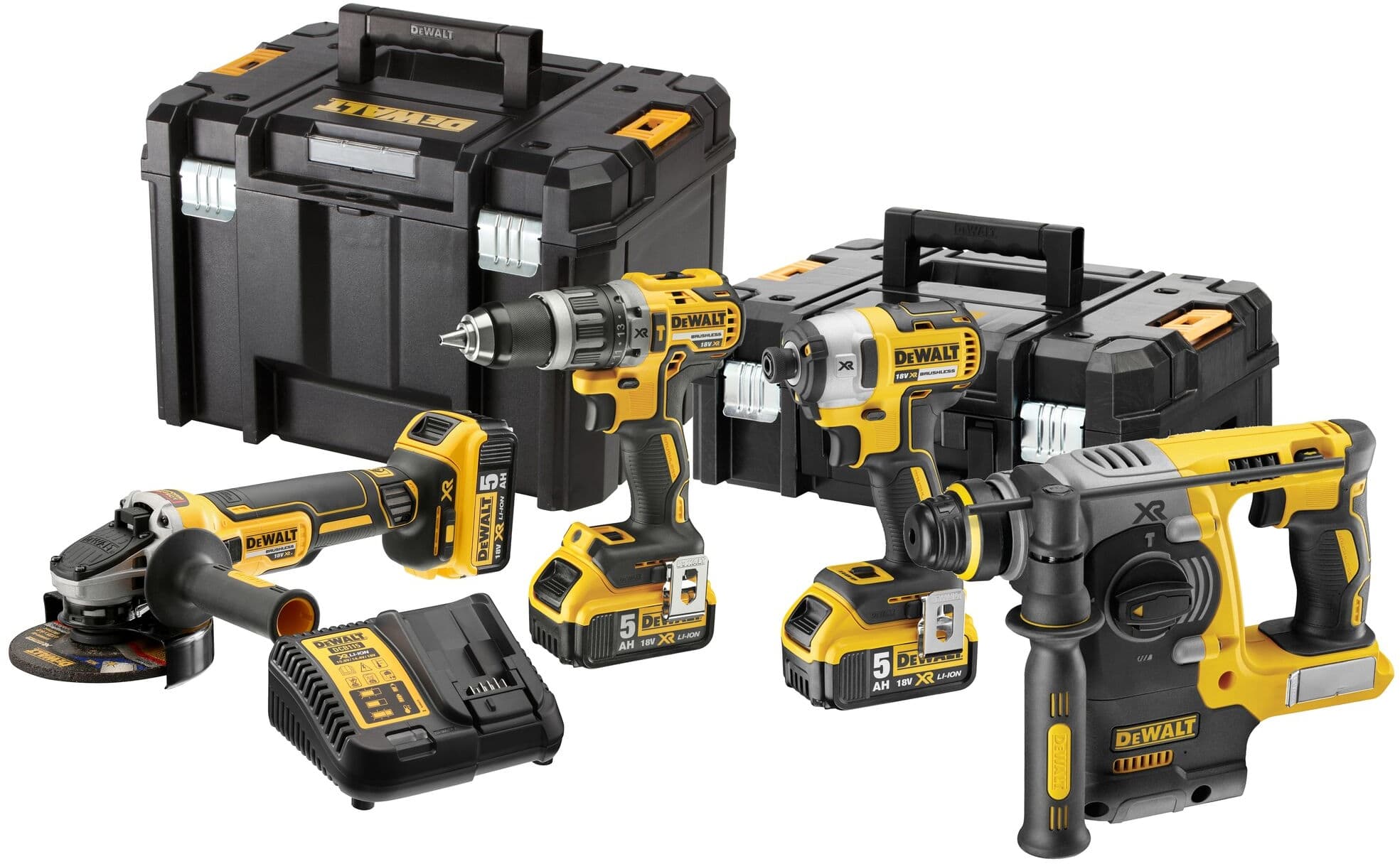 Dewalt 18V XR 4-delige voordeelset in TSTAK 3x 5.0Ah DCK422P3T-QW