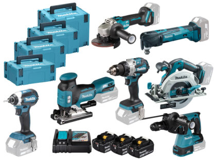 Makita DHP489 + DTD153 + DHR243 + DJV181 + DHS680 + DTM51 + DGA506 + DC18RC + 3XBL1850B DLX7030T3J