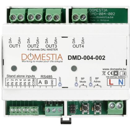 Domestia Uitbreidingsmodule met 4  DALI broadcastuitgangen DMD-004-002