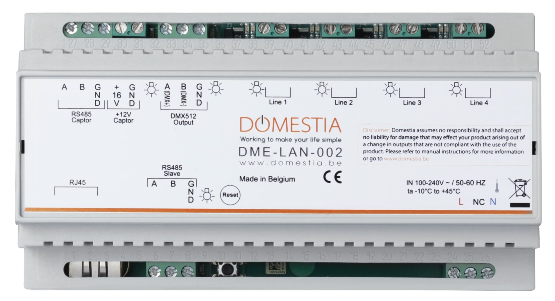 Domestia Bijkomende besturingseenheid (te kableren via z'n Ethernet-poort met de router) DME-LAN-002