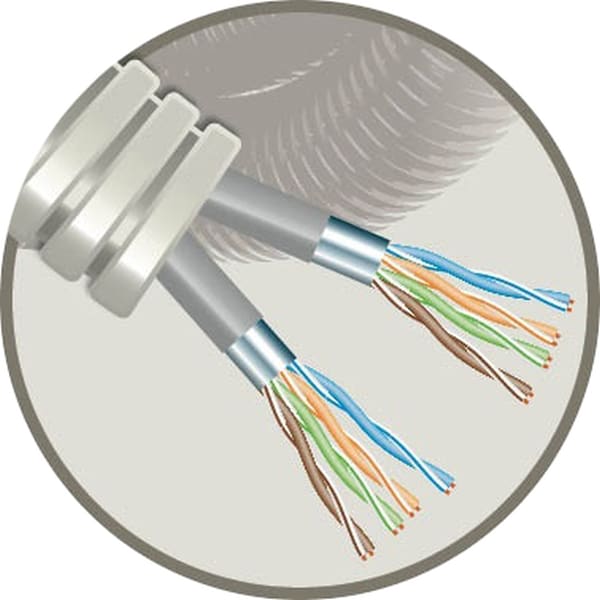 ELFLEX Elflex voorbedrade buis 25mm grijs + data 2x F/UTP CAT6 PVC EFFTP6/2XL