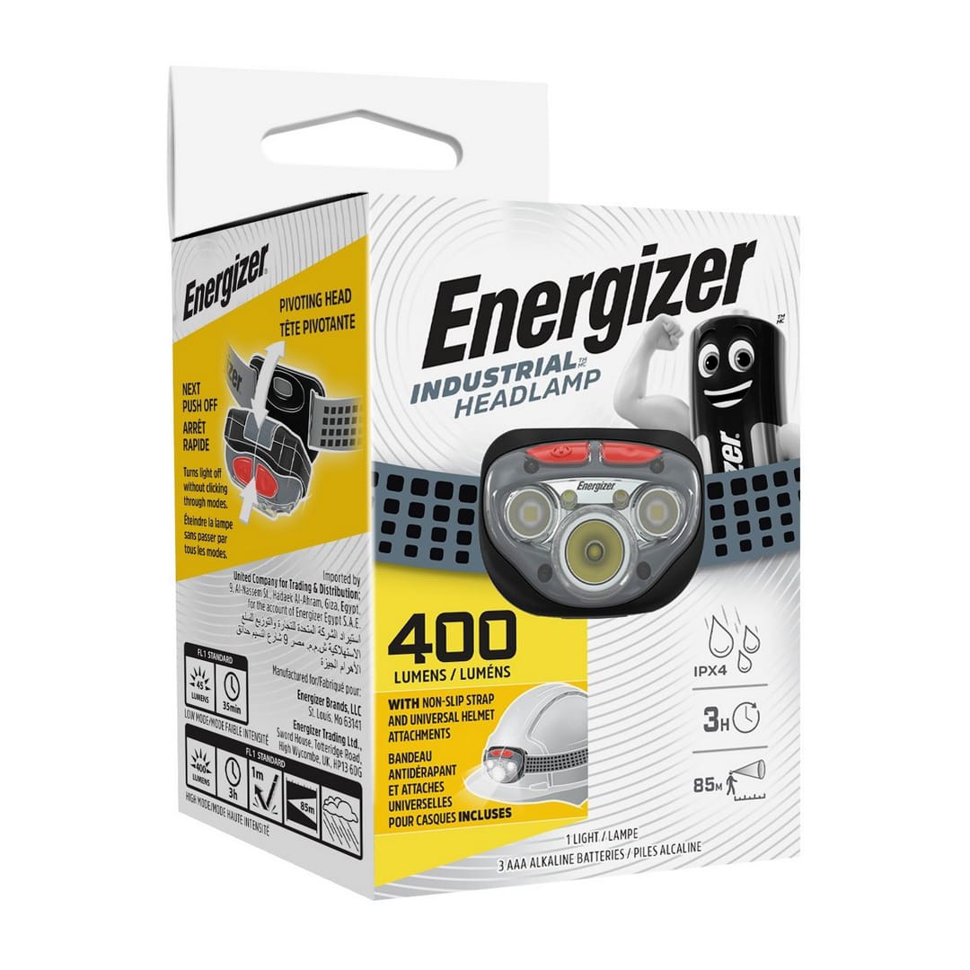 Energizer Energizer hoofdlamp Vision 400 lumen 3AAA + helmclip INDUSTRIAL INDHEAD