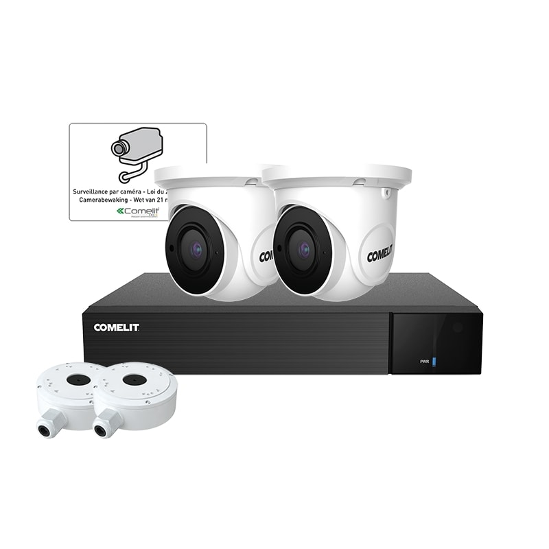 Comelit IPNVR004N06PASL + WDSK324A + 2x IPTCAMN04FA + 43503 +2x JBA-TBBA + 3 x SCHEQUE IPTKIT4N04PABE