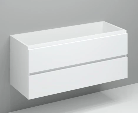 Kivu wastafelonderkast met 2 lades greeploos 1200 x 475 x 520 mm - wit - dubbele uitsnijding KL11831