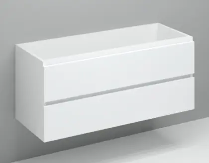 Kivu wastafelonderkast met 2 lades greeploos 1200 x 475 x 520 mm - wit - linkse uitsnijding KL11831L