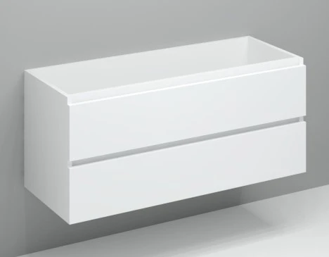 Kivu wastafelonderkast met 2 lades greeploos 1200 x 475 x 520 mm - wit - linkse uitsnijding KL11831L
