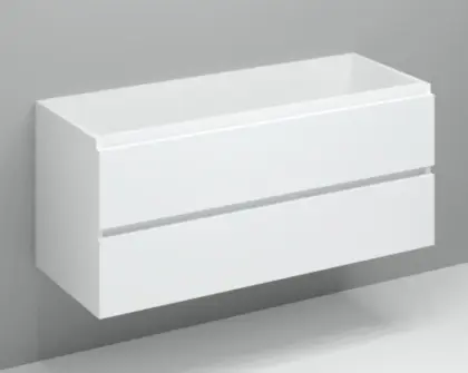 Kivu wastafelonderkast met 2 lades greeploos 1200 x 475 x 520 mm - wit - rechtse uitsnijding KL11831R
