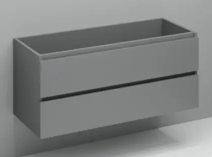 Kivu wastafelonderkast met 2 laden greeploos linkse uitsnijding 1200 x 475 x 520 mm - donker grijs KL1188L