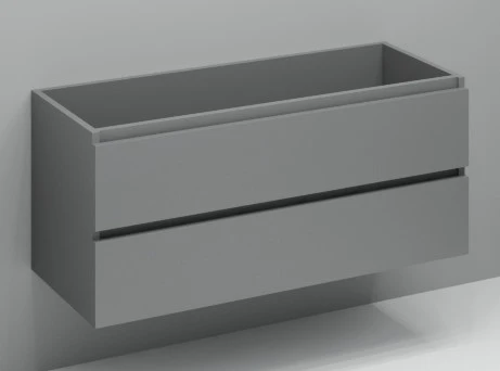Kivu wastafelonderkast met 2 laden greeploos linkse uitsnijding 1200 x 475 x 520 mm - donker grijs KL1188L
