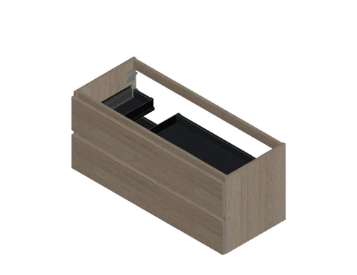 Kivu wastafelonderkast met 2 lades greeploos 1200 x 475 x 520 mm - smoked oak - linkse uitsnijding KL11931L