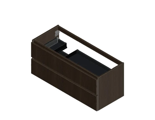 Kivu wastafelonderkast met 2 lades greeploos 1200 x 475 x 520 mm - lungo - linkse uitsnijding KL2198L