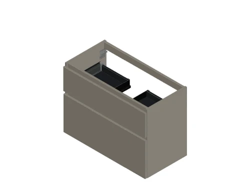 Klaire 65 - wastafelonderkast met 2 laden 900 x 435 x 650 mm - uitsparing in het midden - soft KL3021