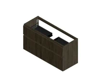 Klaire 65 - wastafelonderkast met 2 laden 1200 x 435 x 650 mm - uitsparing in het midden - walnut KL3179