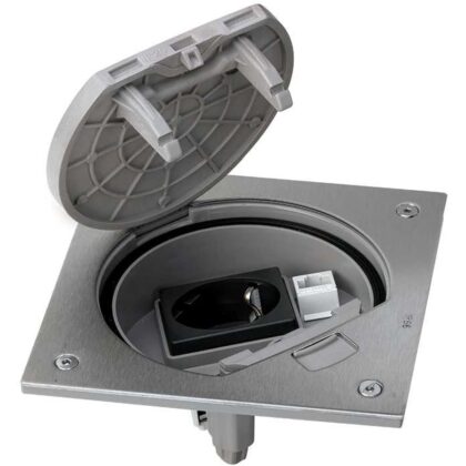 SIMON Mechanismehouder met handm. vergr. en Schuko stopcontact met 1 RJ45