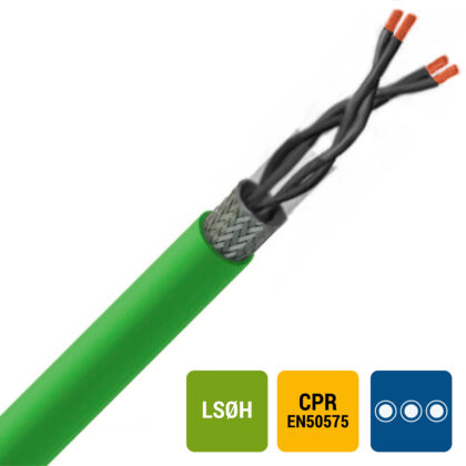 SPECIALE KABEL LIHCH Cca s1d2a1 LS0H groen afgeschermd zwart genummerd gepaard 2X2X0
