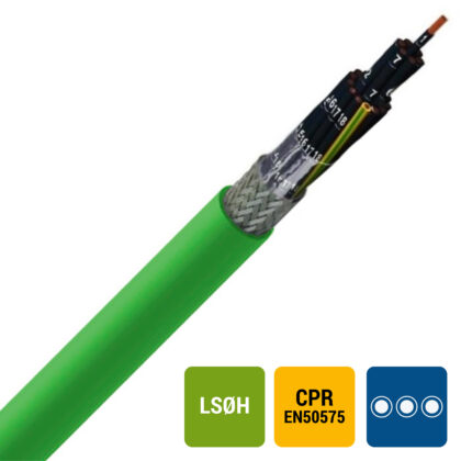 SPECIALE KABEL LIHCH Cca s1d2a1 LS0H groen afgeschermd zwart genummerd 3G2
