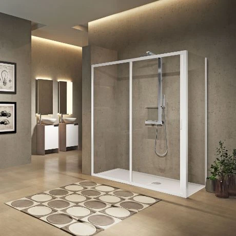 Novellini Lunes 2.0 2P 2-delige doucheschuifdeur 1200 x 1950 mm - wit - transparant (regelbaar 1140-1200 mm) LUN2P114-1A