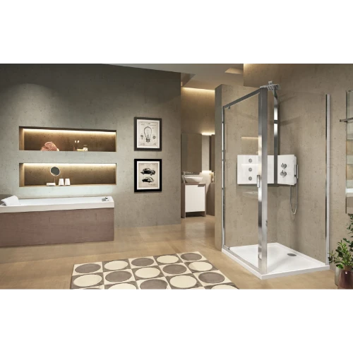 Novellini Lunes 2.0 F zijwand 900 x 1950 mm - wit - transparant (regelbaar 840-900 mm) LUNF84-1A
