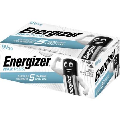 Energizer Batterij alkaline Max Plus - 9V - 6LR61 - doos 20 stuks MAXP9VBP20