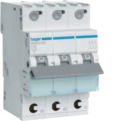 HAGER Automaat 3kA - C - 3P - 16A - 3M - qc MWS316A