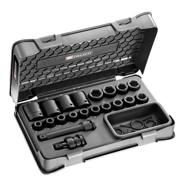 FACOM SET MET IMPACT-DOPPEN 1/2'' VAN 8 TOT 27mm NS.500B