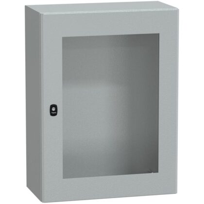 SAREL Spacial S3D transp. deur zonder mont.plaat H800xB600xD300.IP66 IK08 RAL7035. NSYS3D8630T