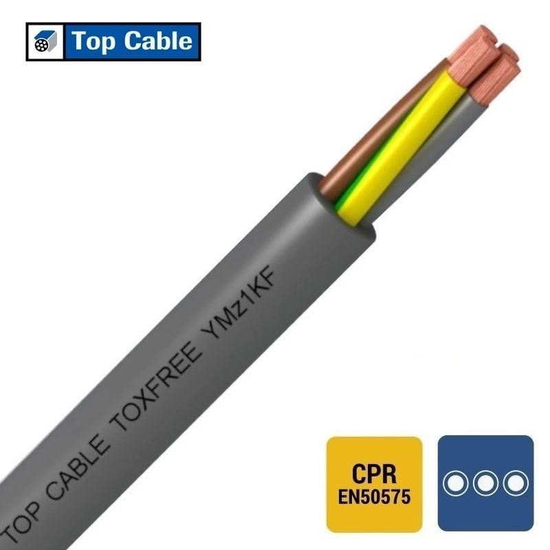 TOPCABLE POWERFLEX+ YMvKf flexibel voedingskabel PVC 1kV Cca s2d2a3 grijs 4G185mm² P0WERFLEX+4G185-CCA B 500