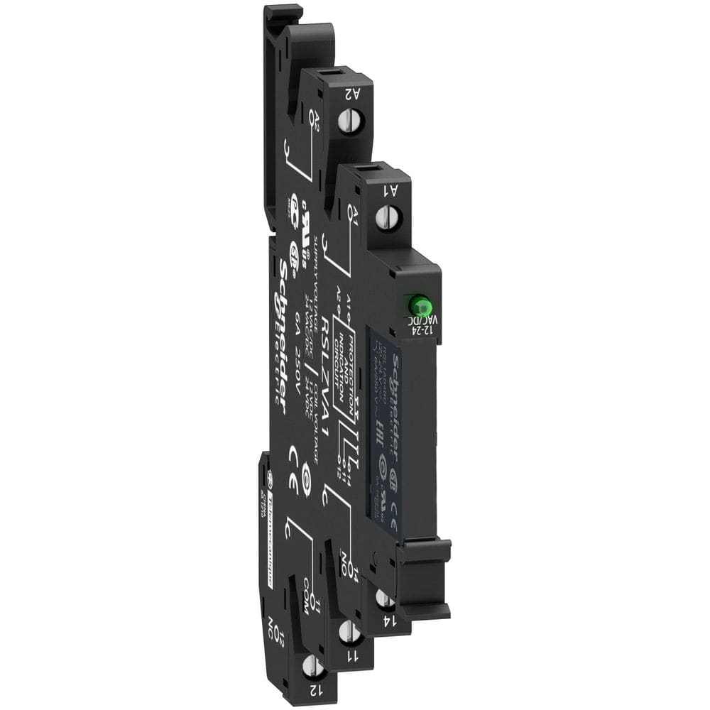 Schneider Automation slim relais gemont. op schroefstopcontact met LED en beveiligingscircuit