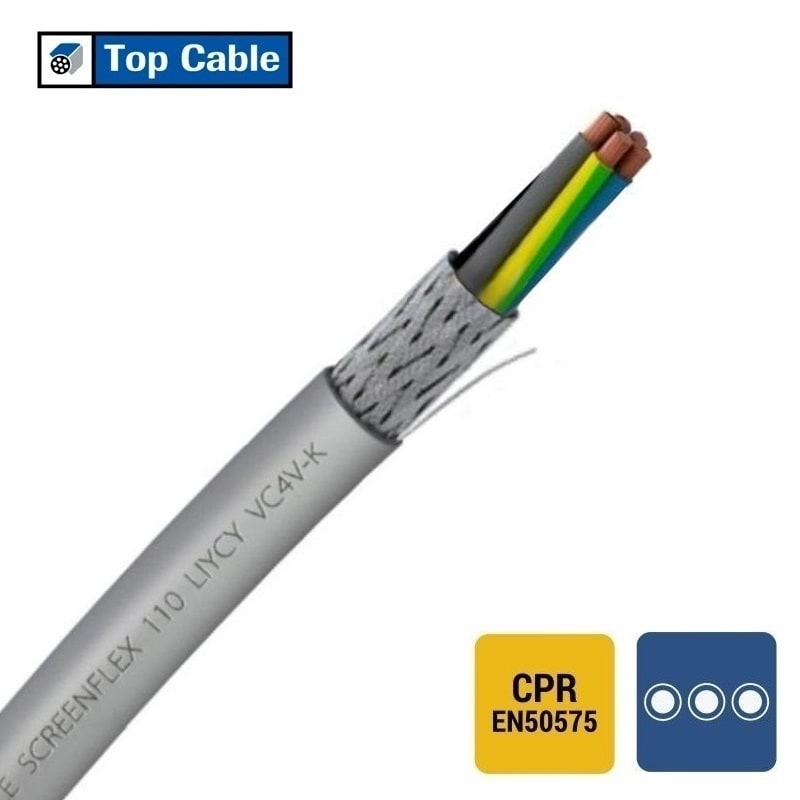 TOPCABLE Screenflex PVC afgeschermd geel/groen HAR HD308 1kV Cca s3d1a3 grijs 4G4 SCREENFL4X4-J-CCA B 1000