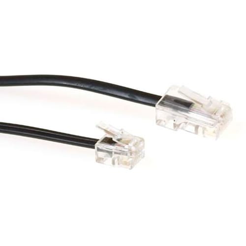 INTRONICS ACT Zwarte 3 meter platte telefoonkabel met RJ11 en RJ45 connectoren TD5308