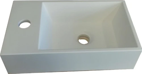 Thiny handenwasser 400 x 220 mm - wit mat - solid surface - met kraangat links - zonder overloop TH.SS.0400.1L.F001
