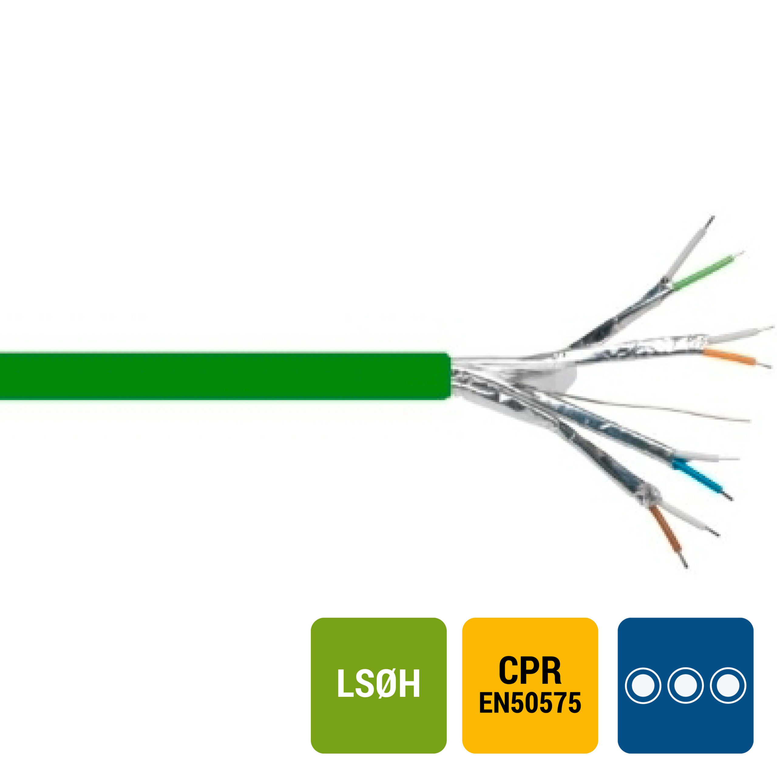 INSTALLATIEKABEL TPGF telefonie LS0H afgeschermd per paar binnen 150V Cca s1d2a1 groen 3X2X0