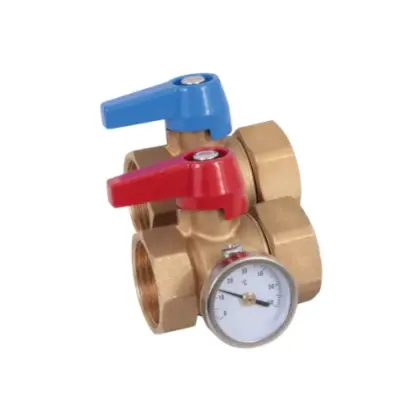 Henco UFH bolkraan met thermometer (set 2st) FF 4/4 x 4/4 - prijs per set UFH-BTM0606-M