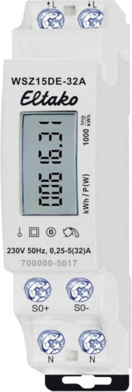 ELTAKO Electronische LCD energiemeter tot 32A mono niet geijkt WSZ15DE-32A