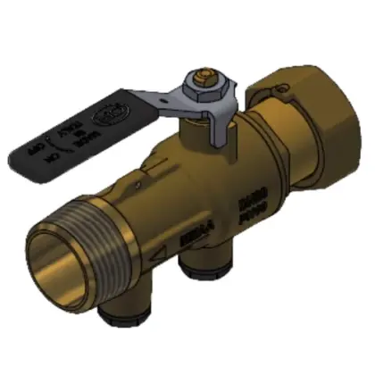 SGA afsluitkraan met EA-keerklep (Belgaqua gekeurd) 4/4 F (wartel) x 4/4 M - messing WVA100842