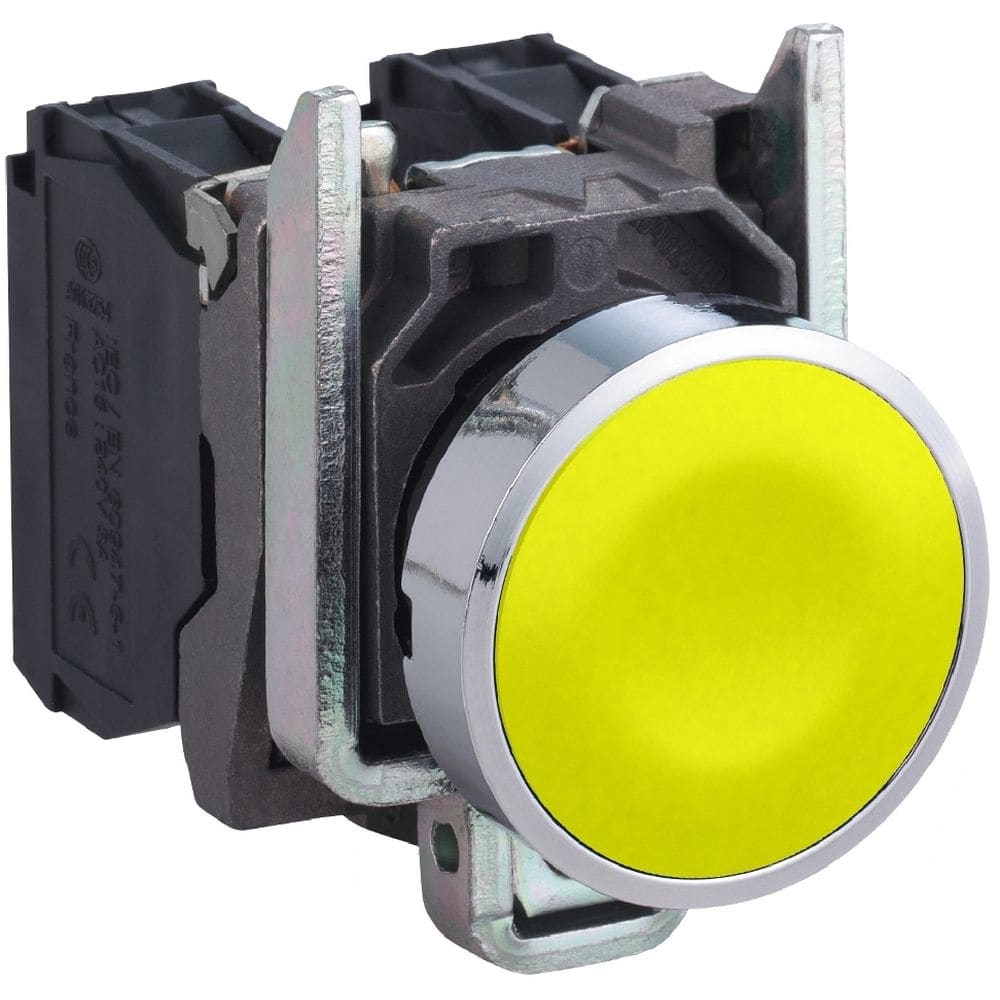 Schneider Automation Drukknop geel Ø22 - impulscontact verzonken - 1NO XB4BA51