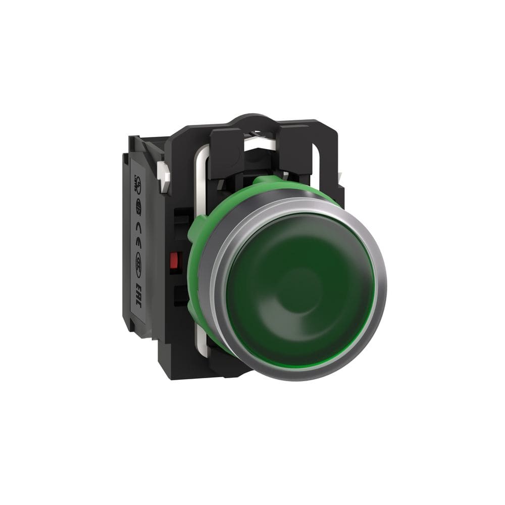 Schneider Automation verlichte drukknop groen Ø 22 - impulscontact verzonken - 240 V - 1 NC + 1 NO XB5AW33M5