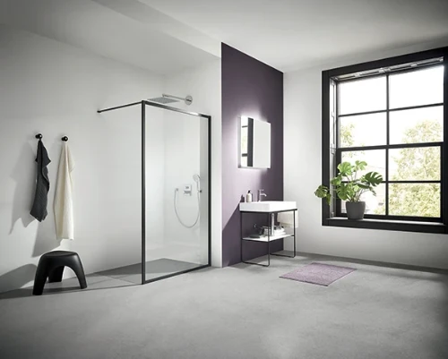 Kermi Walk-In XD WW4 Walk-in douchewand 1200 x 2000 mm - verstelbaarheid 1180-1200 mm - SWS ESG helder Clean Wall - profiel : zwart soft XDWW4120203PK