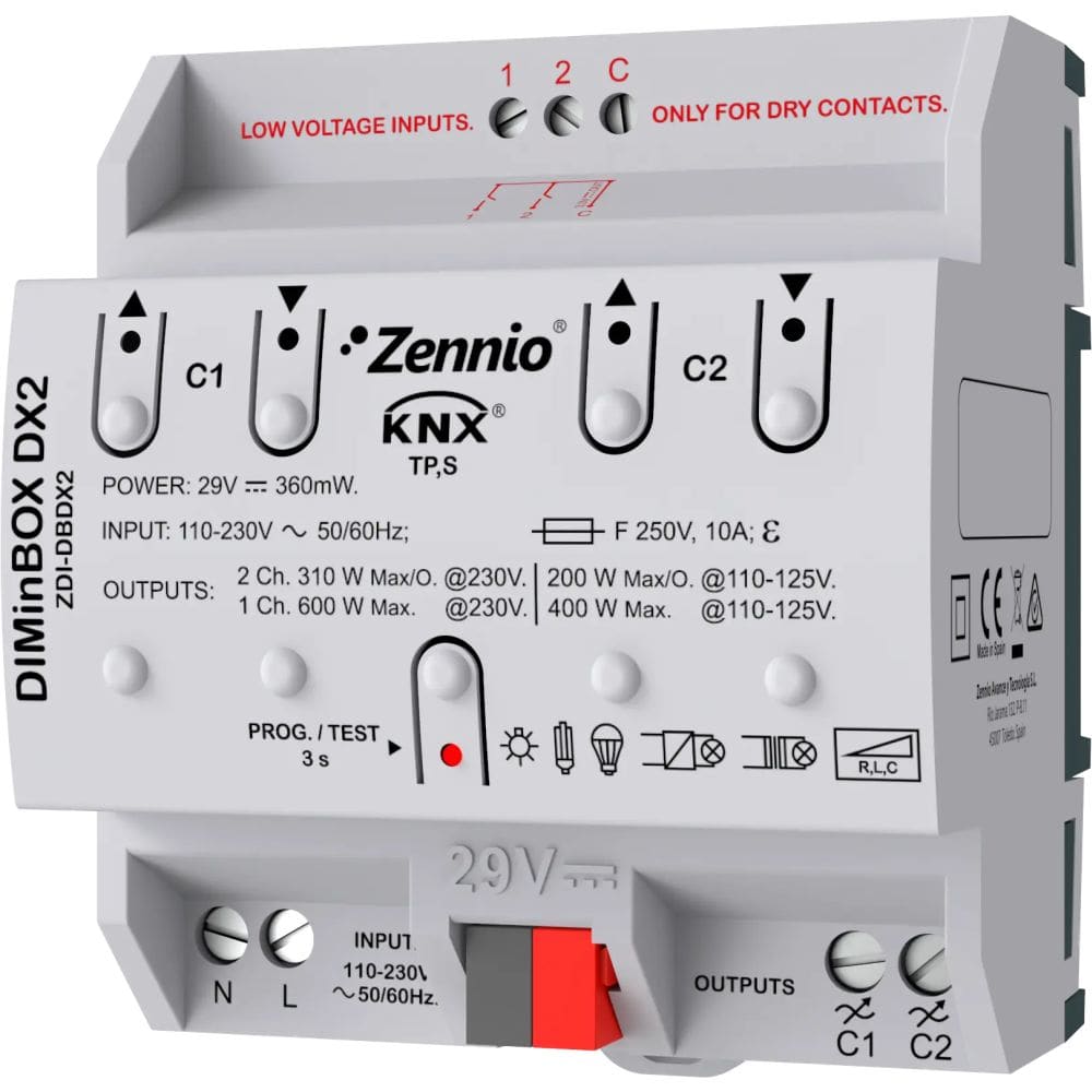 Zennio DIMinBOX DX2 - KNX Universele dimactor 2-v ZEZDI-DBDX2