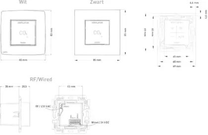 Duco Acces CO2 ruimtesensor zonder bediening RF - bedraad - wit 0000-4637