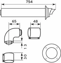 Vaillant RGA concentrisch PP/Staal muurdoorvoer 60/100 mm - met bocht 90° 0020219517