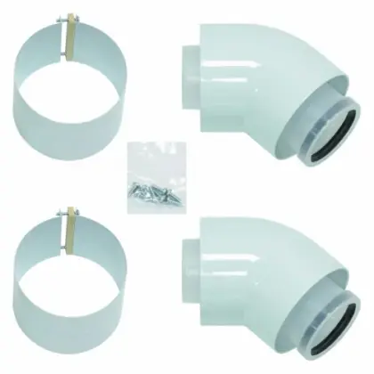 Bulex RGA concentrisch PP/Staal bocht 45° 60/100 mm - prijs per set van 2 stuks 0020257010